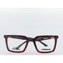 Red and black eyeglasses with 'AfterBang' branding on a white background