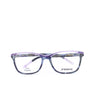 A pair of rectangular full frame eyeglasses with a patterned design, predominantly blue and brown, with visible brand name 'Afterling' on the side.