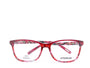 A pair of rectangular full frame eyeglasses with a patterned design, predominantly blue and brown, with visible brand name 'Afterling' on the side.