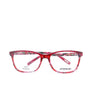 A pair of rectangular full frame eyeglasses with a patterned design, predominantly blue and brown, with visible brand name 'Afterling' on the side.