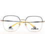 Eyeglasses with gold frame and yellow accents on a white background, featuring 'Afterbang' branding.