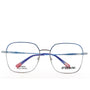 Blue and silver eyeglasses with 'Afterbang' branding on a white background