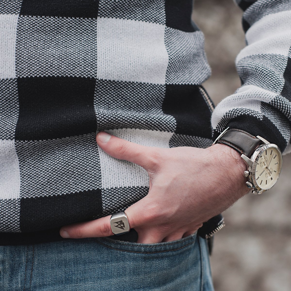Afterbang silver godfather ring