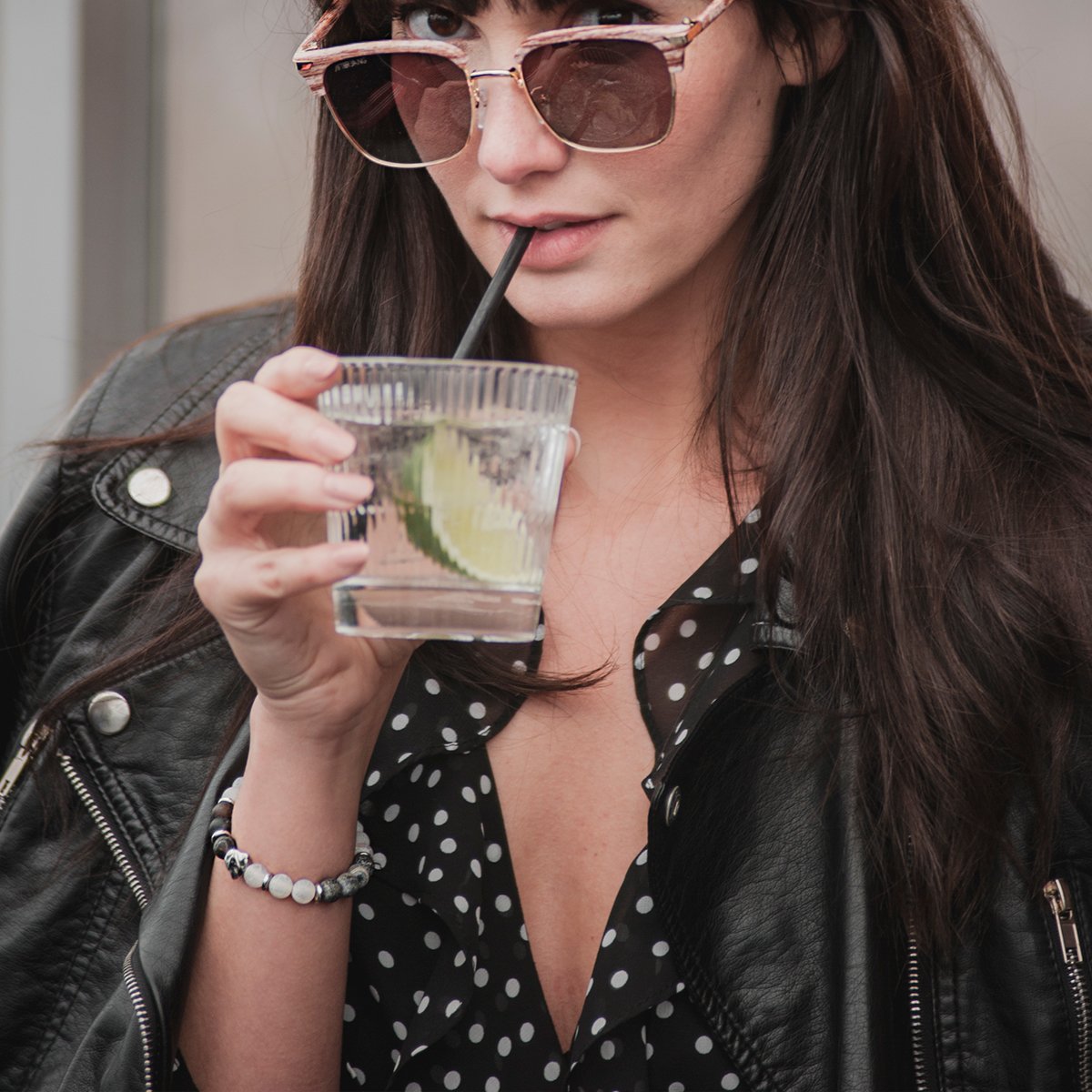 Lifestyle White and Grey Granit bracelet