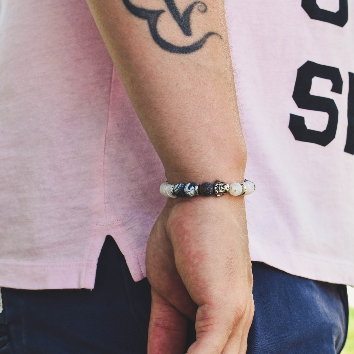 White and Grey Granit men bracelet